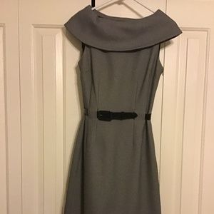 TAHARI- Black & White Dress With Black Belt - Size 2